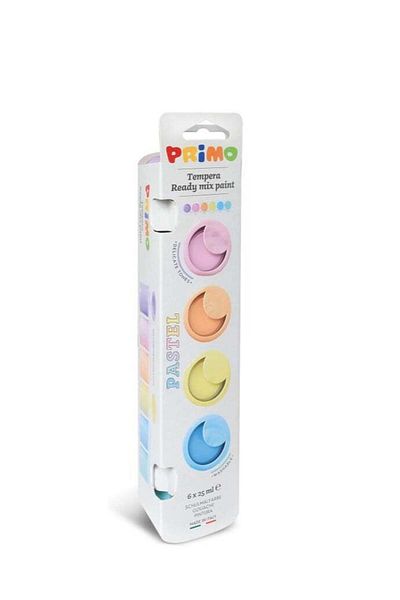Primo Premium Tempera Paint Set, Pastel 6 Colors, Excellent Coverage, For Young Artists by Primo