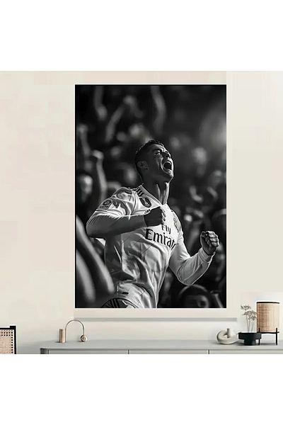 VİEW Canvas Painting Framed with Wooden Frame,Mbappe for Sports,Football Fans 4 Living Room,Gaming Clubs