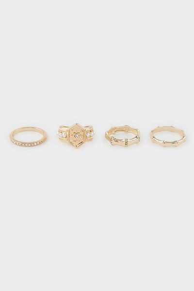DeFacto Women's 4-Piece Gold Ring F4040Axns