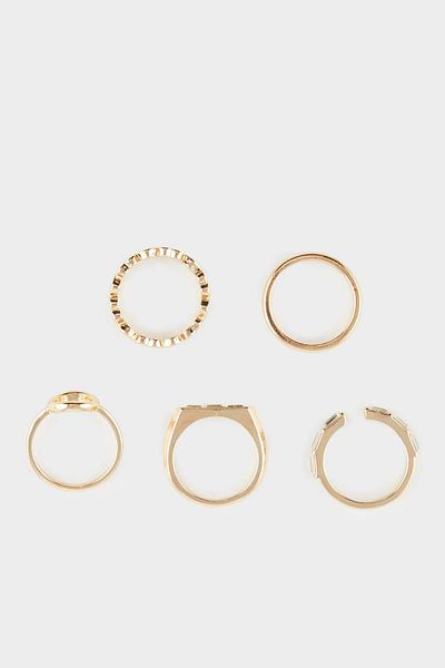 DeFacto Women's 5-Piece Gold Ring F1320Axns