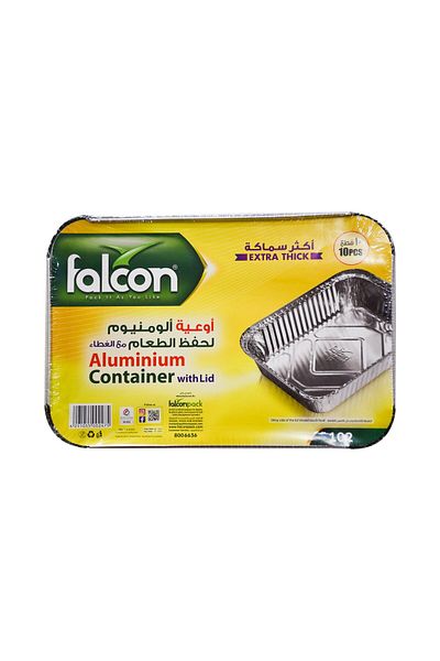 Falcon Aluminium Container With Lid 102 - 10 Pcs | 1020ml Each | Durable & Reusable