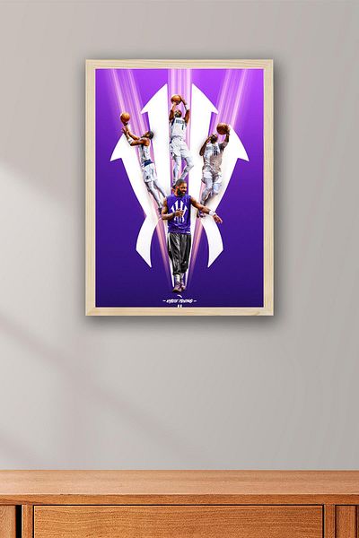 Saturn Kyrie Irving Framed Painting - Dallas Mavericks Nba Poster Painting