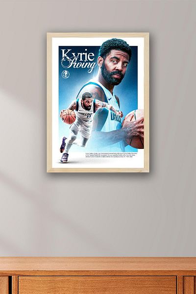 Saturn Kyrie Irving Framed Painting - Dallas Mavericks Nba Poster Painting