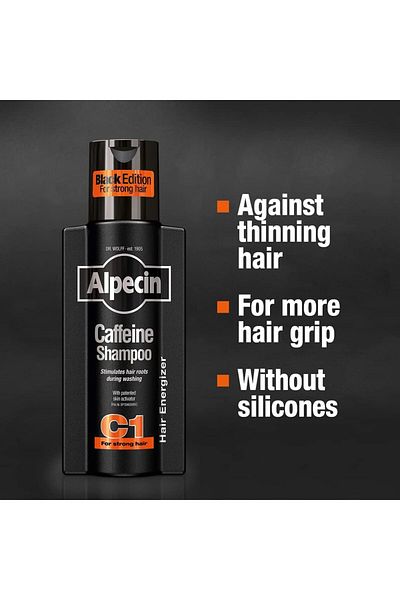 ALPECİN Alpecin C1 Black Edition Mens Shampoo with new Fragrance 250ml | Hair Care for Men Made in Germany