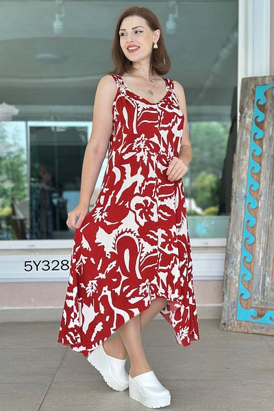 İnce Topuk Viscose Dress with Ring Strap 5Y328