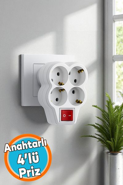 NZB Group Socket Goliath Button Plug Wireless on Off Switched Grounded Multi Coupler 4-Piece White