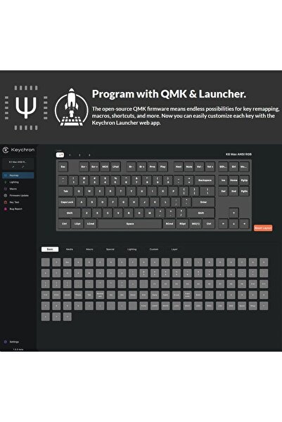 Keychron K8 Max 87-Key TKL ISO Wireless Mechanical Keyboard – Tri-Mode, Hot-Swappable, RGB, Arabic