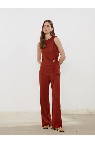 LC Waikiki Wide Leg Women's Knitwear Trousers with Elastic Waist