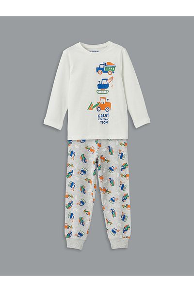 LC Waikiki Bedruckter Jungen-Pyjamaanzug mit Rundhalsausschnitt