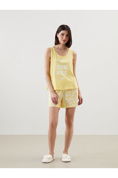 LC Waikiki Crew Neck Printed Women's Shorts Pajamas Set