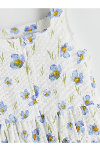 LC Waikiki Φόρεμα κοριτσιού με τετράγωνο γιακά Floral