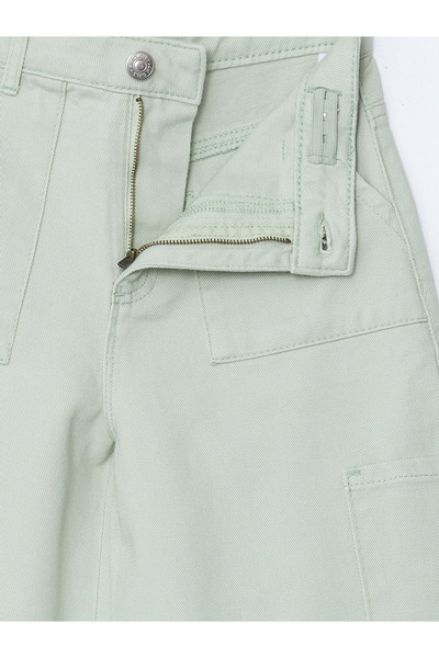 LC Waikiki Beli Ayarlanabilir Lastikli Kız Çocuk Kargo Jean Pantolon