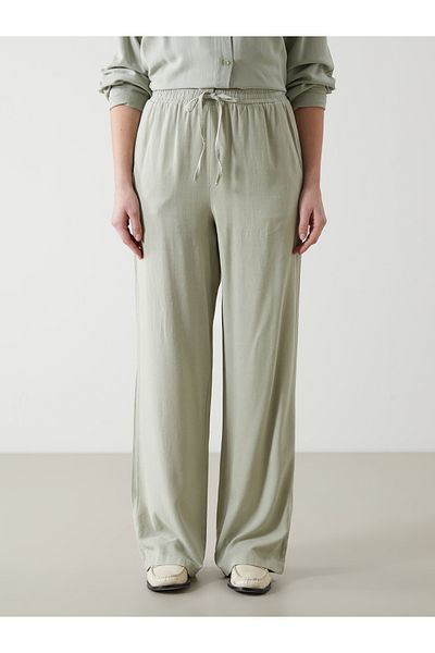 LC Waikiki Women's Linen Blended Pants with Elastic Waist