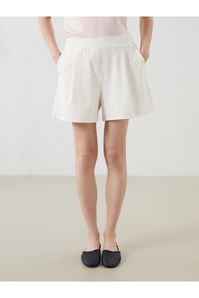 LC Waikiki Women's Pleated Shorts with Elastic Waist