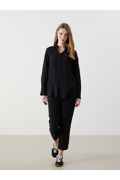 LC Waikiki Pantaloni de damă din muselină drepte cu talie elastică