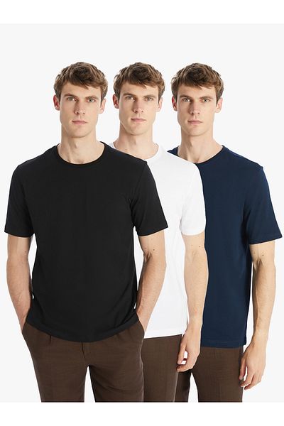 LC Waikiki Ανδρικό μπλουζάκι με κοντό μανίκι Crew Neck 3 Πακέτο