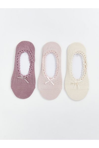 LC Waikiki Bow Detailed Women's Ballerina Socks 3-Piece