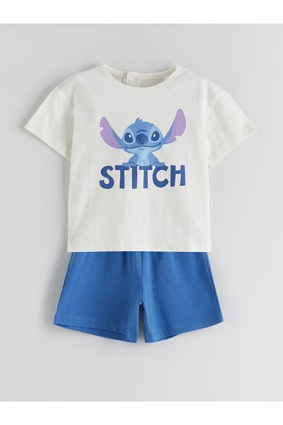 LC Waikiki Lilo & Stitch Bedrucktes Jungen-Baby-T-Shirt und Shorts 2er-Pack