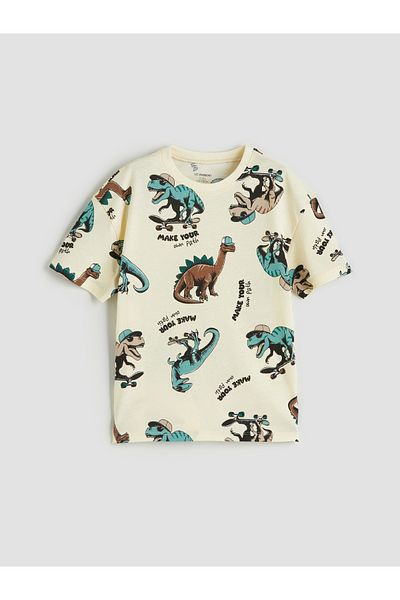 LC Waikiki Dinosaur Printed Boys T-Shirt and Shorts 2-Piece