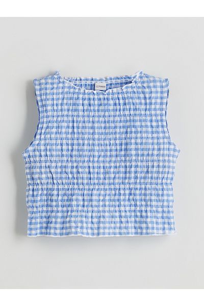 LC Waikiki Crew Neck Plaid Girls Blouse and Shorts Skirt