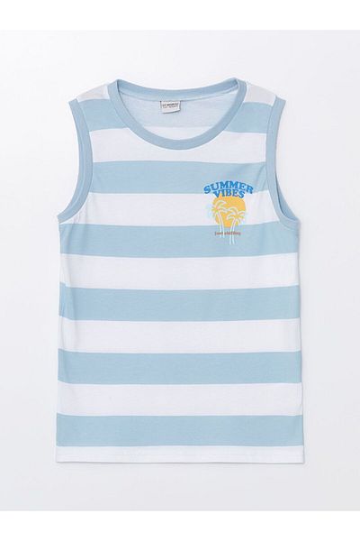 LC Waikiki White Crew Neck Striped Boy's Undershirt