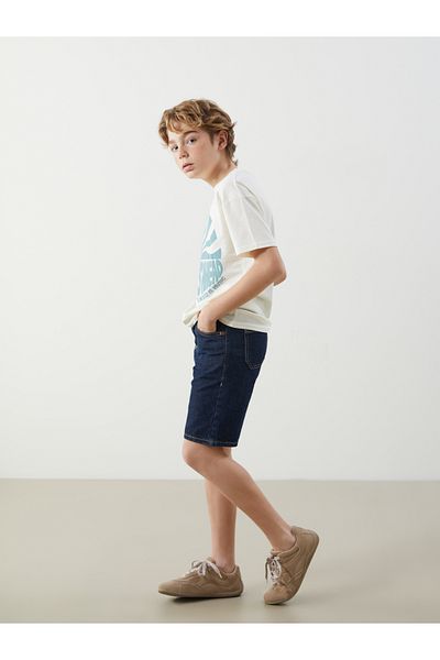 LC Waikiki Boys' Jean Shorts with Adjustable Elastic Waist