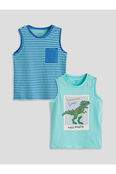 LC Waikiki Crew Neck Striped Boys' Singlet 2-Piece