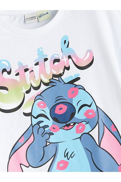 LC Waikiki Crew Neck Stitch Printed Girl's T-Shirt