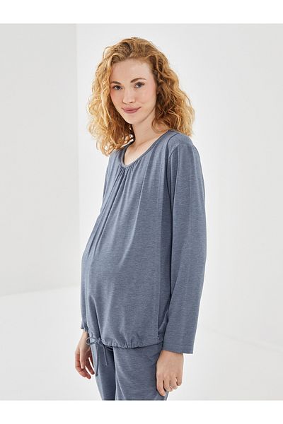 LC Waikiki Set de pijama de maternitate cu mânecă lungă, decolteu, uni