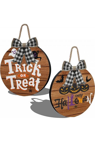 JoyTplay Set of 2 JoyTplay Halloween decorations, wood/textile, multicolor, 50 x 30 cm