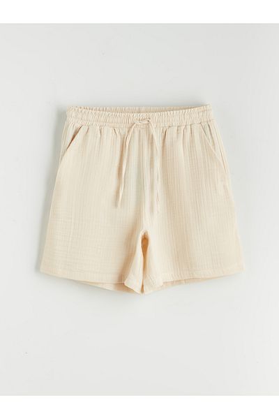 LC Waikiki Elastic Waist Textured Muslin Women's Shorts