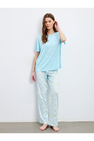 LC Waikiki Set de pijamale pentru damă cu imprimeu cu gât rotund