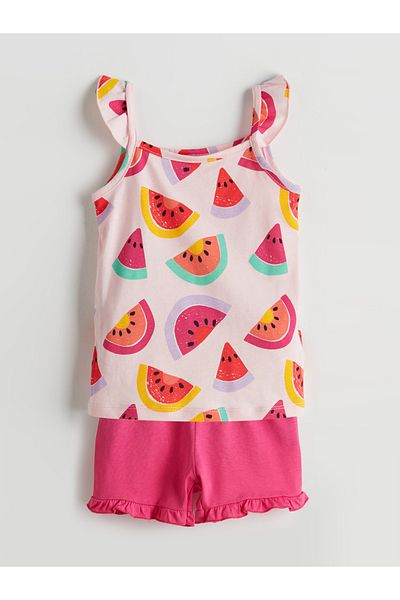 LC Waikiki Strappy Floral Girl's Tank Top and Shorts 2-Piece