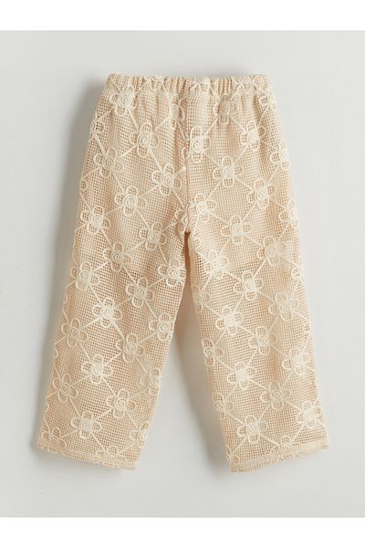 LC Waikiki Floral Girl's Lace Trousers with Elastic Waist