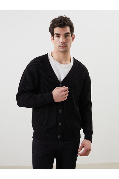LC Waikiki Standard Mold V-Neck Men's Knitwear Cardigan