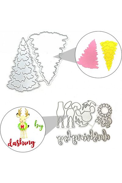 OEM Set of two Christmas tree and deer molds, carbon steel, silver, 95 x 90 mm / 98 x 75 mm