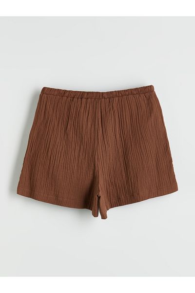 LC Waikiki Elastic Waist Textured Muslin Women's Shorts
