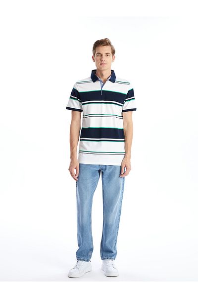 LC Waikiki Polo Neck Short Sleeve Striped Men's T-Shirt