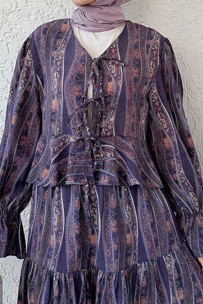 DPARİS Ethnic Pattern Double Suit with Elastic Waist
