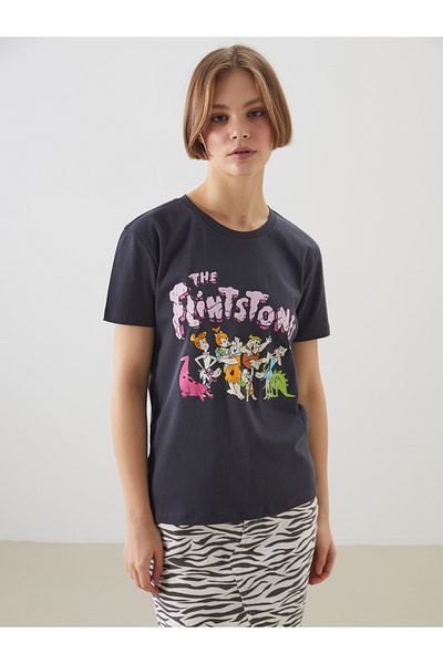LC Waikiki Crew Neck Stone Age Printed Women's T-Shirt