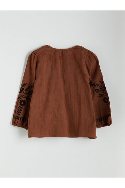 LC Waikiki Oversize Women's Blouse with Embroidered Collar