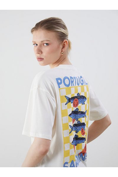 LC Waikiki Crew Neck Printed Oversize Women's T-Shirt