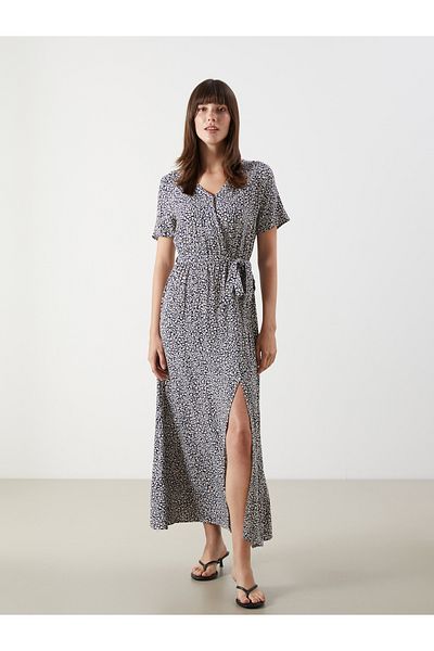 LC Waikiki Double-breasted Collar Floral Dress