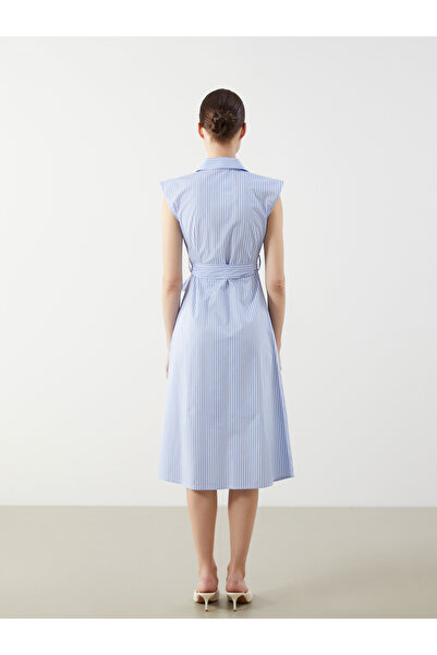 LC Waikiki Kuşaklı Çizgili Gömlek Elbise