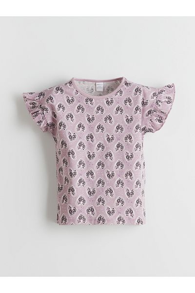 LC Waikiki Mädchen-Pyjama-Set mit Rundhalsausschnitt und Shorts