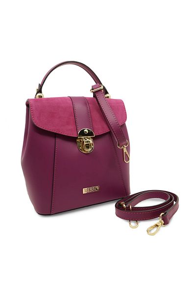 BESSO Stile in Citta Fuchsia genuine leather backpack