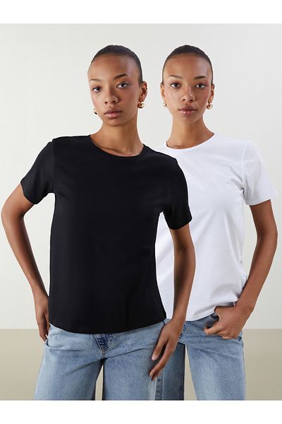 LC Waikiki Tricou pentru femei Crew Neck, pachet de 2