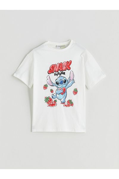 LC Waikiki Crew Neck Stitch Printed Girl's T-Shirt