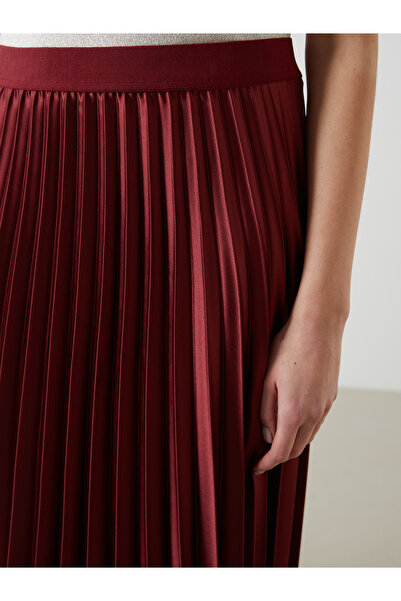 LC Waikiki Satin Women's Pleated Skirt with Elastic Waist