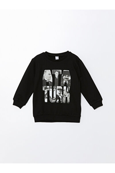 LC Waikiki Bisiklet Yaka Uzun Kollu Atatürk Baskılı Erkek Bebek Sweatshirt